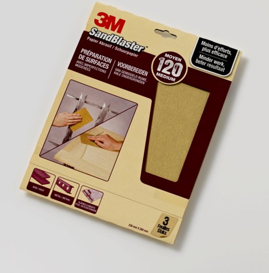 3M™ SandBlaster™ Schuurpapier vellen, 69019, Paars, 23 cm x 28 cm, P120, 3 vellen