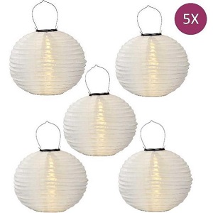 Lampion-Lampionnen Solar lampionnen wit 35 cm - 5 stuks Lampion-Lampionnen Solar lampionnen wit 35 cm - 5 stuks