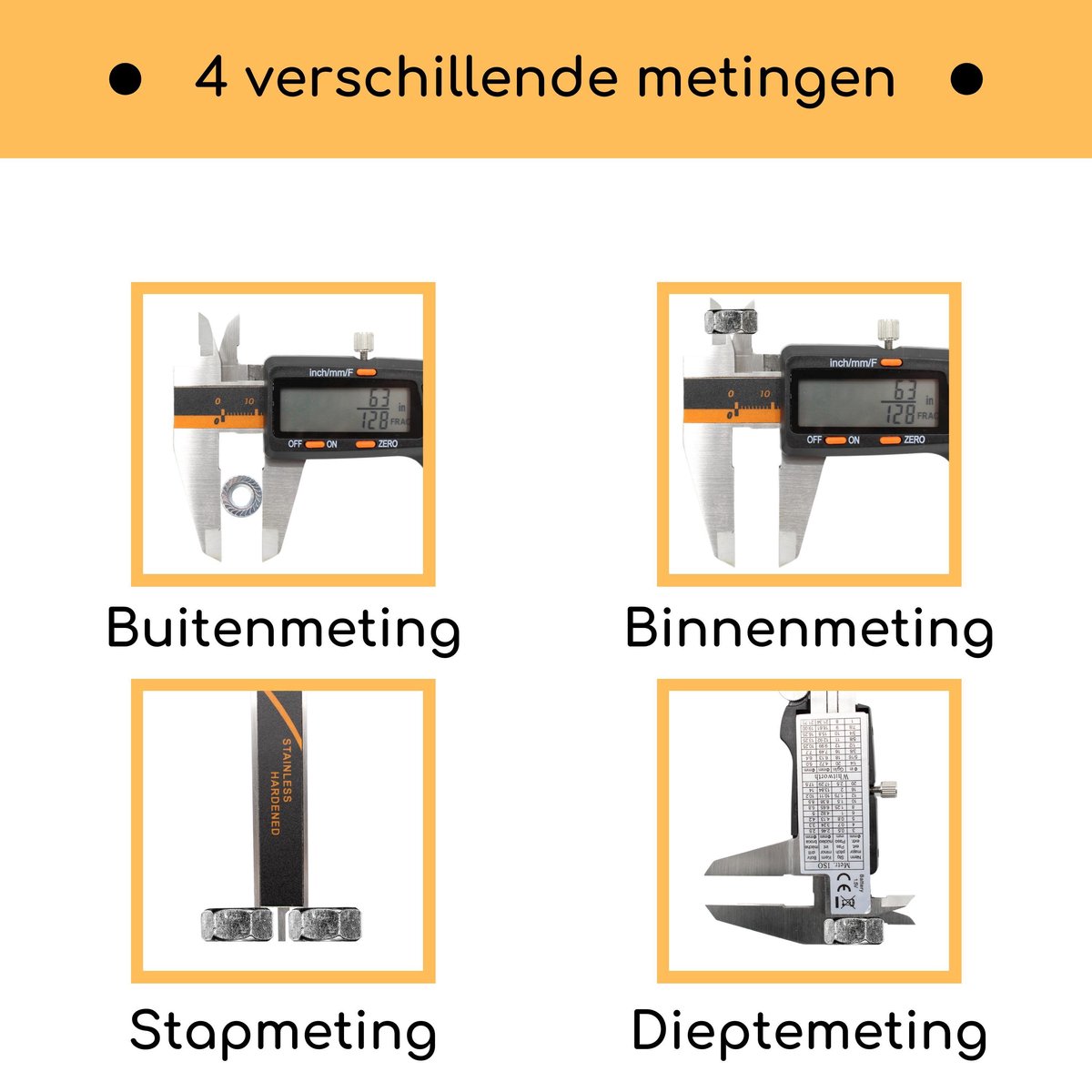 Tiof schuifmaat metingen